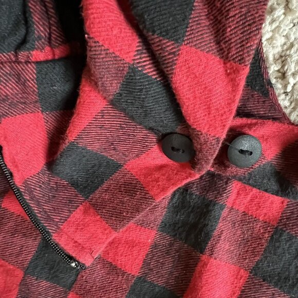 Red Black Buffalo Plaid Sleeveless Midi Dress FADS Cotton 4P Jumper Sundress - Picture 7 of 14